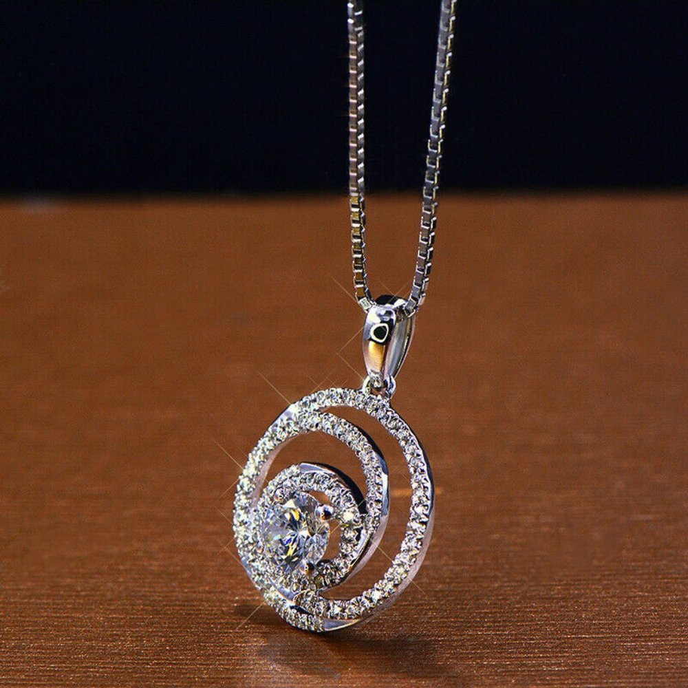 925 Silver Round Cut Pendant Necklace - Picture 2 of 4